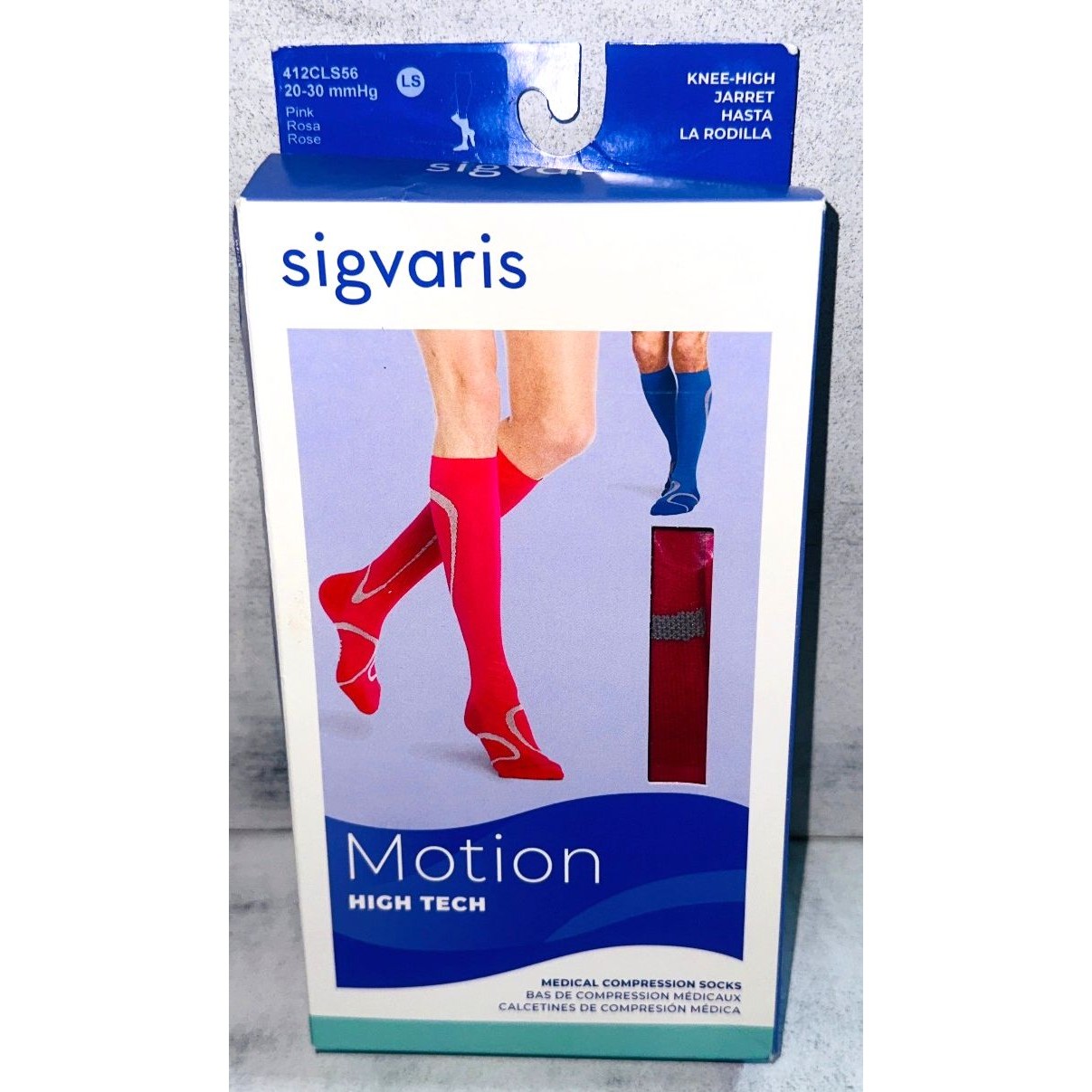 Sigvaris Motion 412 High Tech Knee High Compression Socks  2030 Mmhg Pink Ls